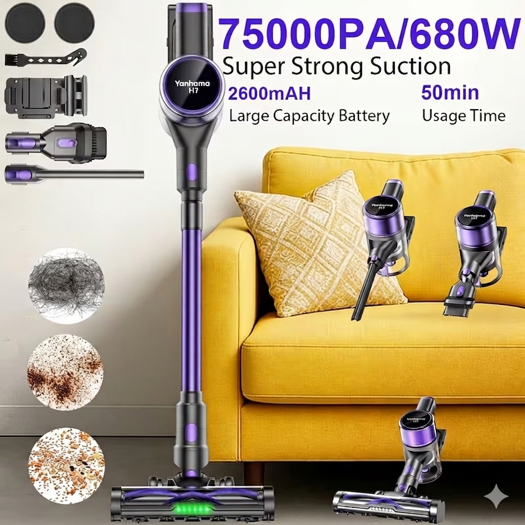 Aspirapolvere Senza Fili Pro – Potenza Extreme 75KPA & Design Elegante